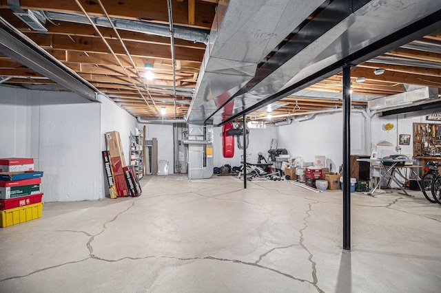 basement with heating unit