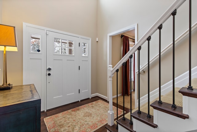 foyer featuring dark hardwood / wood-style flooring