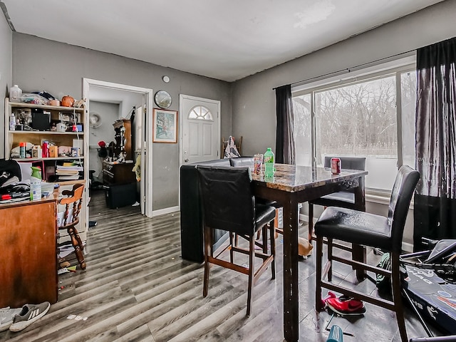 dining space featuring wood finished floors