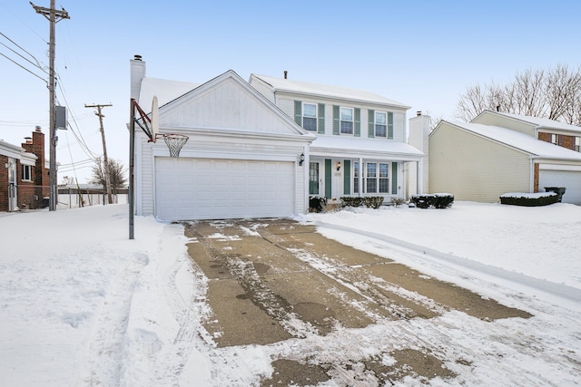 view of front of house with a garage