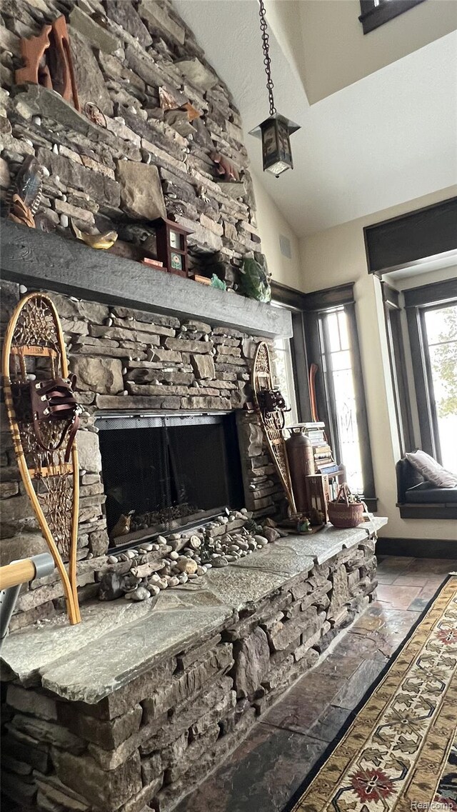 11720 Easy St, Kewadin, MI 49648 - detailed view of a stone fireplace