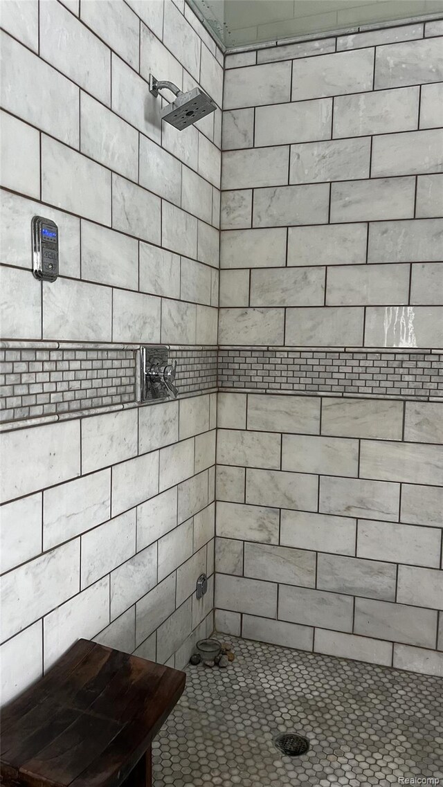 11720 Easy St, Kewadin, MI 49648 - bathroom featuring tiled shower