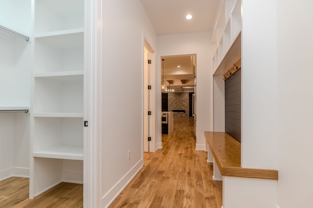 hall featuring light hardwood / wood-style flooring