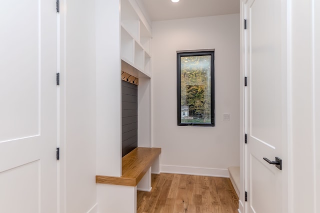 mudroom featuring light wood-type flooring