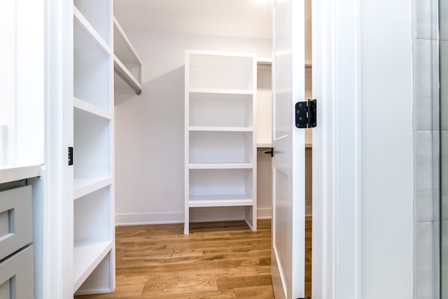 spacious closet featuring light hardwood / wood-style floors