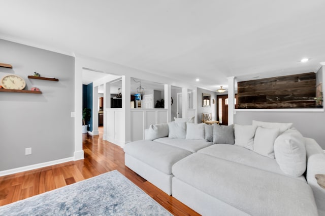 living room featuring light wood-type flooring