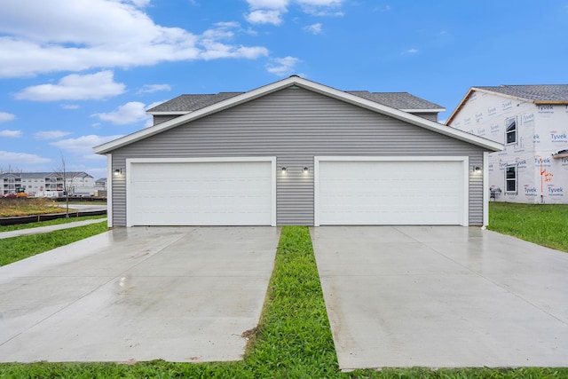 exterior space with a garage