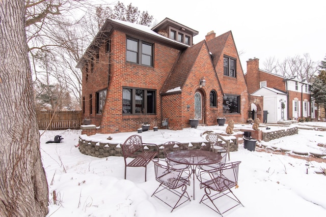 view of snow covered property