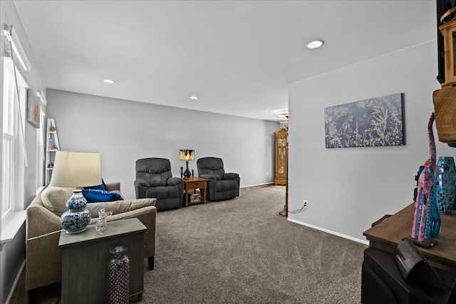 living room with carpet flooring