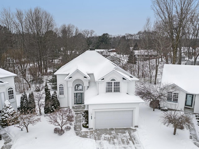 view of front property with a garage