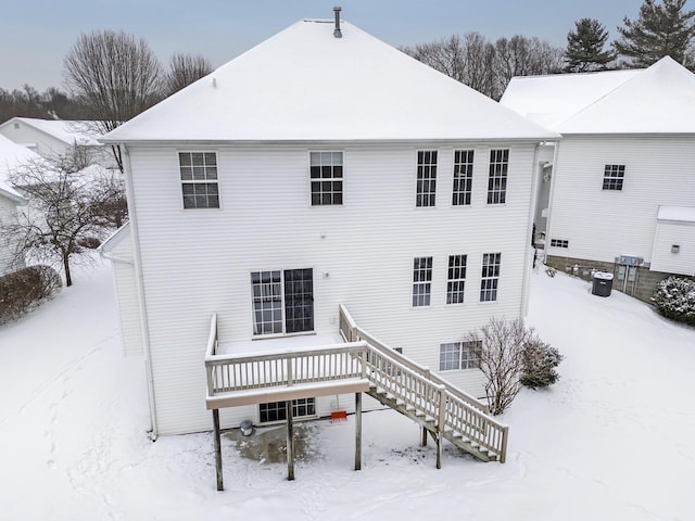 view of snow covered property