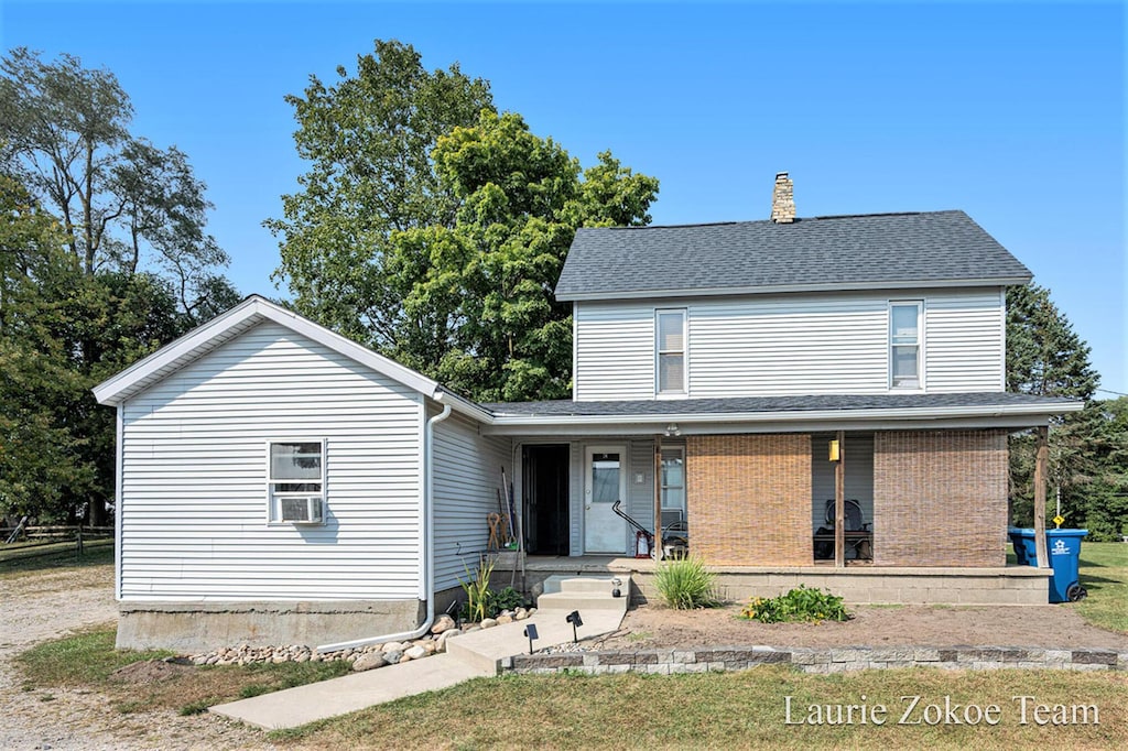 front facade with a porch