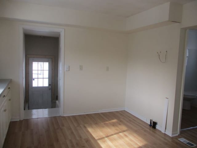 interior space with light hardwood / wood-style floors