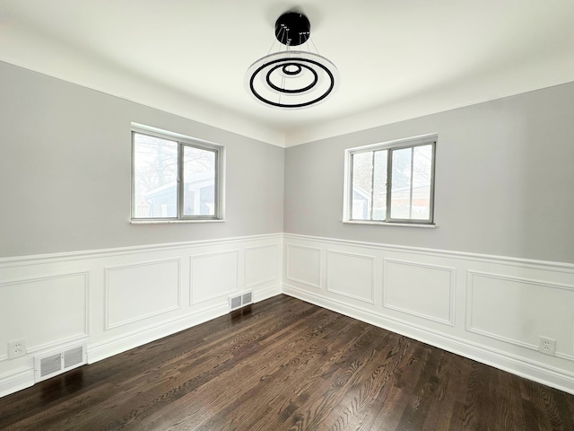 empty room featuring dark wood-type flooring and a wealth of natural light