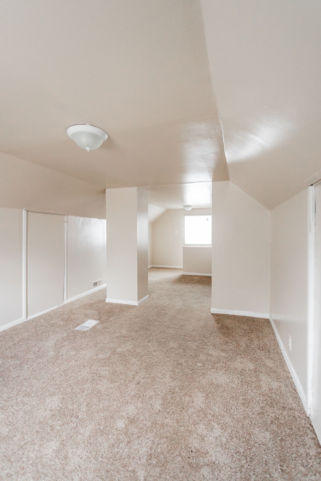 basement with light carpet