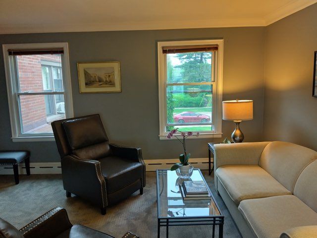 22673 Garrison St Unit 208, Dearborn, MI 48124 - carpeted living area featuring a baseboard heating unit, baseboards, and crown molding