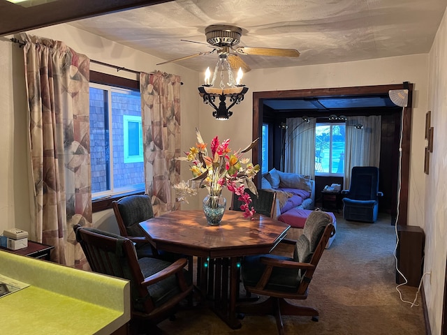 dining room featuring carpet flooring