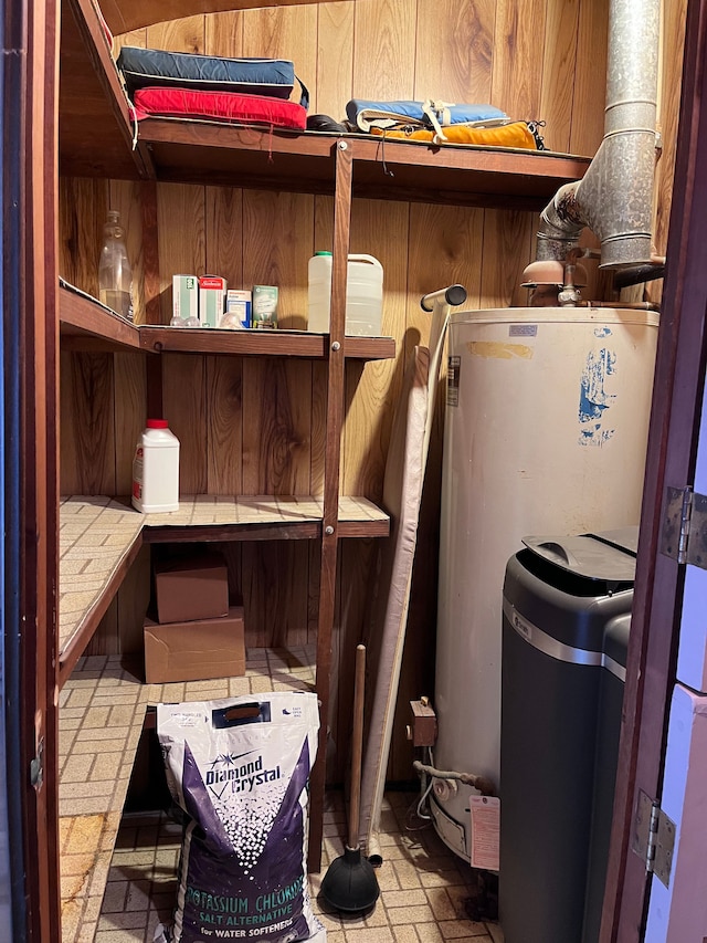 storage area with water heater