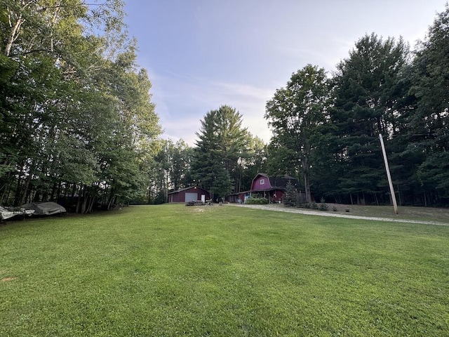 view of yard with an outdoor structure