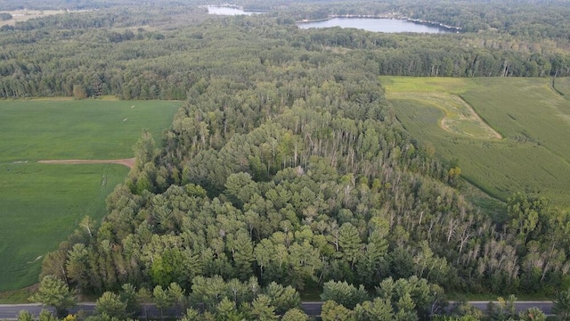 drone / aerial view with a rural view and a water view