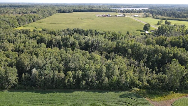 birds eye view of property featuring a rural view