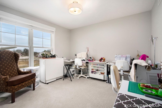 recreation room with light carpet and washer / clothes dryer