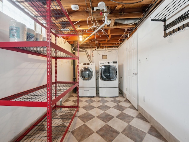 washroom featuring washer and dryer