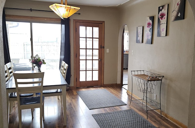 dining space featuring hardwood / wood-style floors