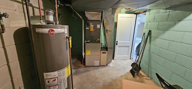 utilities featuring heating unit and gas water heater