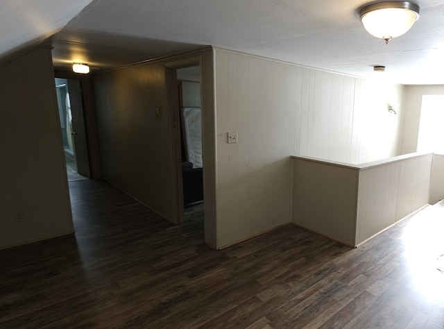 hallway featuring dark wood-type flooring