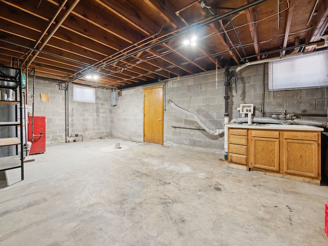 basement with electric panel