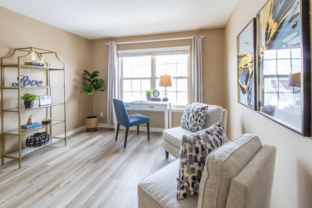 living area featuring light hardwood / wood-style flooring