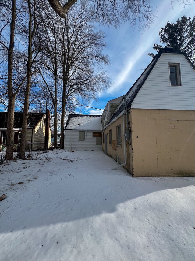 view of snow covered property