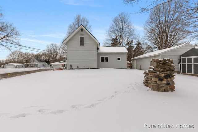 view of snow covered exterior