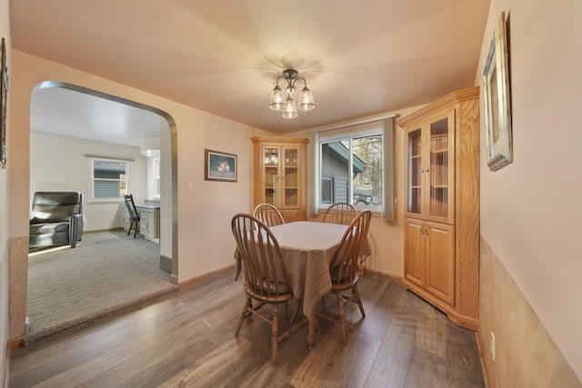 dining room featuring dark wood-type flooring