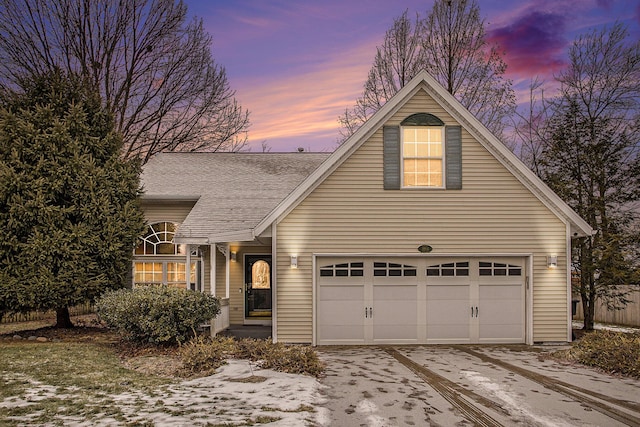 view of front of house with a garage