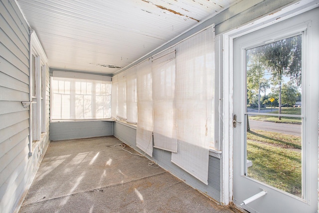 view of unfurnished sunroom