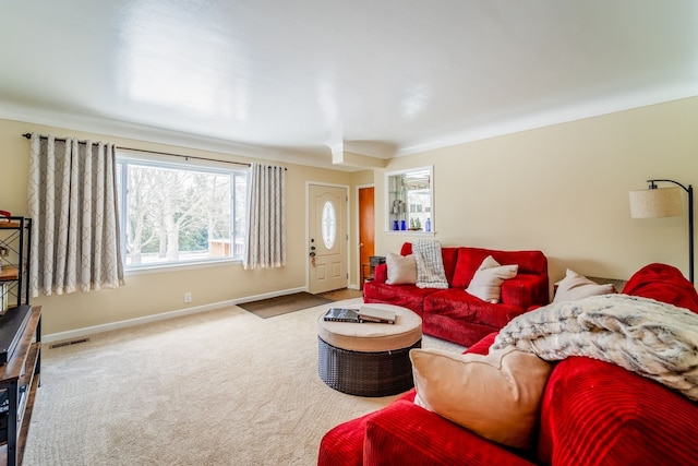 living room featuring carpet