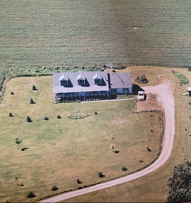 drone / aerial view with a rural view