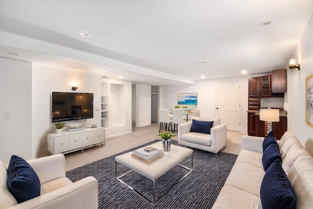 living room featuring carpet flooring