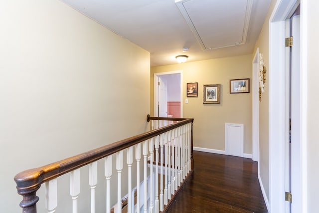 hall featuring dark wood-type flooring