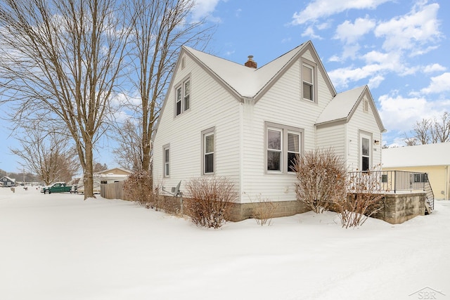 view of snow covered exterior