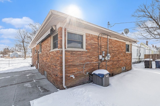 view of snow covered exterior