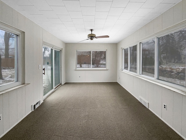29743 Chelmsford Rd, Southfield, MI 48076 - unfurnished sunroom with ceiling fan, plenty of natural light, and visible vents