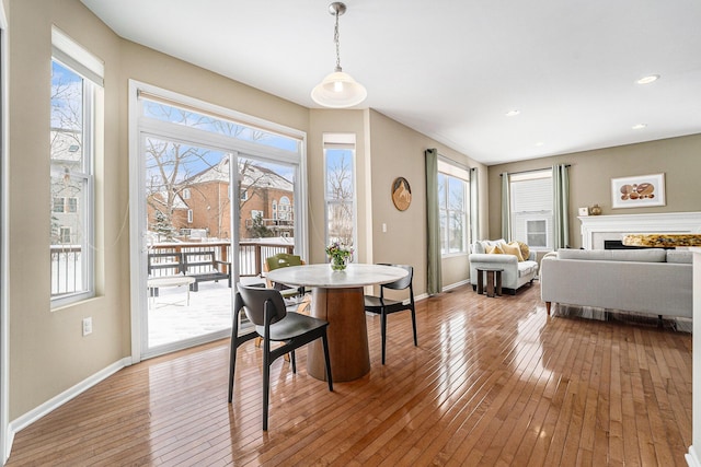 dining room featuring hardwood / wood-style flooring and a healthy amount of sunlight