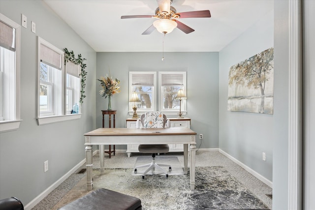 office featuring ceiling fan