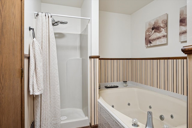 bathroom with separate shower and tub