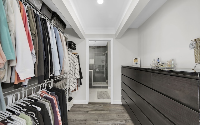 spacious closet with wood finished floors