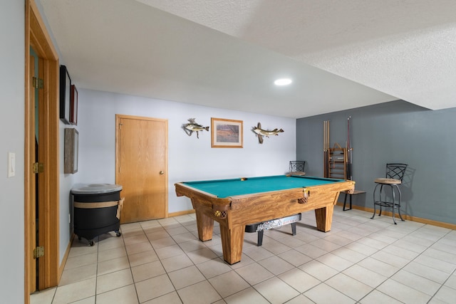14113 Grandview Dr, Cement City, MI 49233 - game room with baseboards, pool table, recessed lighting, and a textured ceiling