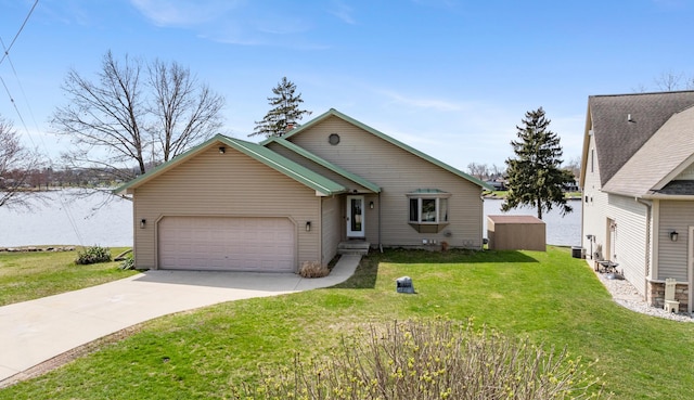 14113 Grandview Dr, Cement City, MI 49233 - single story home with an attached garage, a front yard, and concrete driveway